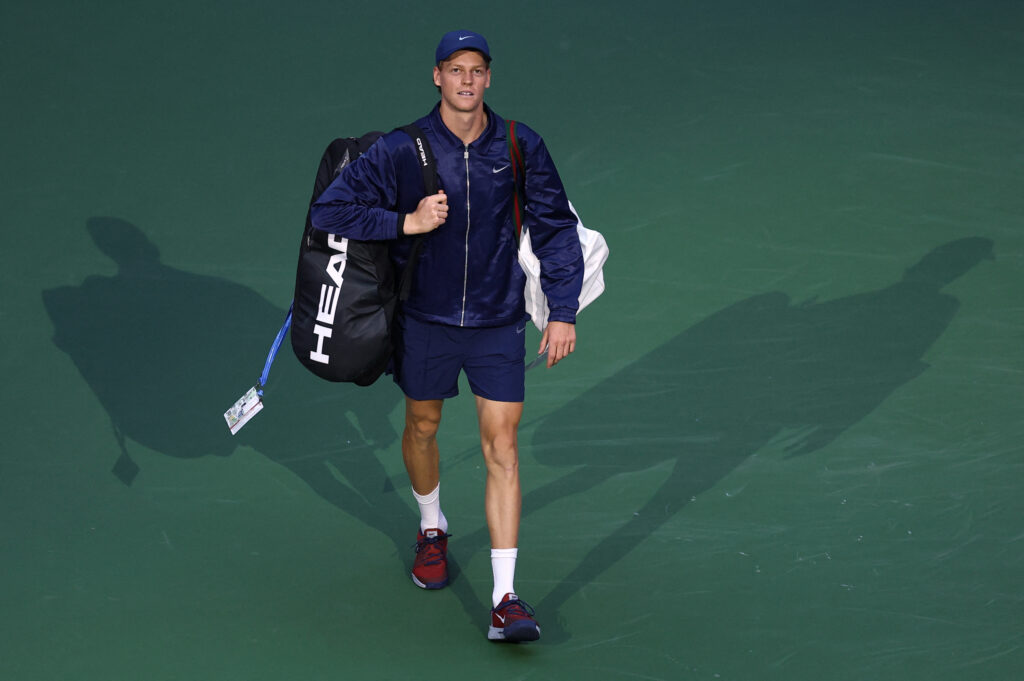 Jannik Sinner arriving on court for his US Open clash with Alexander Bublik