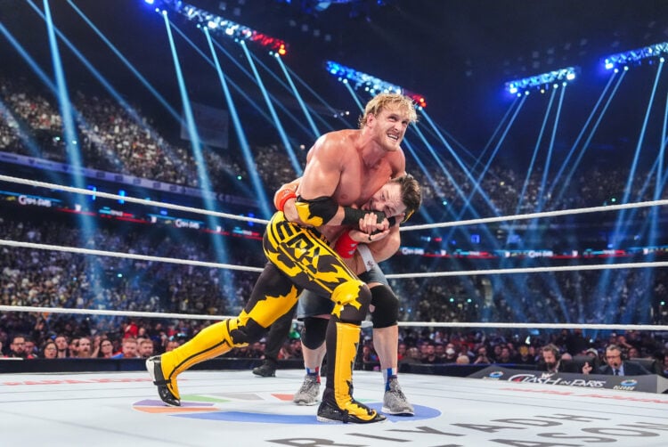 Logan Paul wrestling John Cena at WWE Clash In Paris on August 31