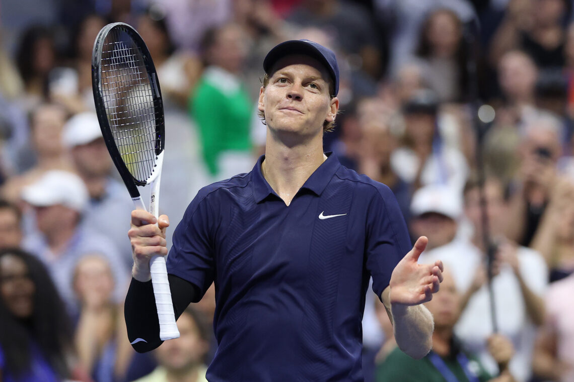 Jannik Sinner celebrating his US Open win against Alexander Bublik