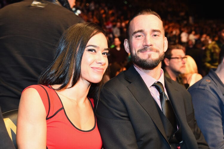 WWE stars CM Punk and AJ Lee at UFC 182