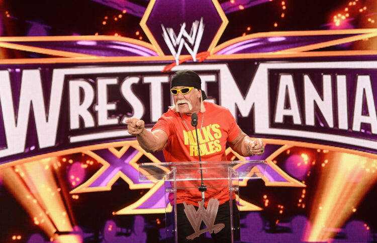 Hulk Hogan conducting the WrestleMania 30 Press Conference in 2014
