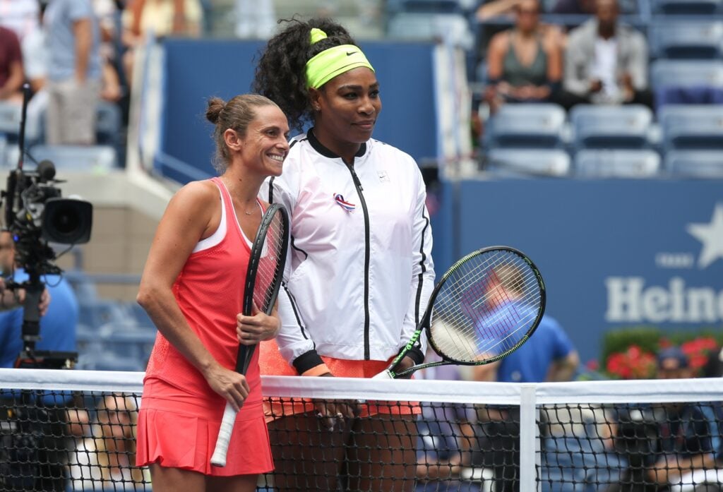 Serena Williams and Roberta Vinci at the 2015 US Open