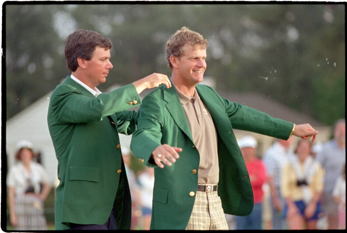 Sandy Lyle Puts on Green Jacket