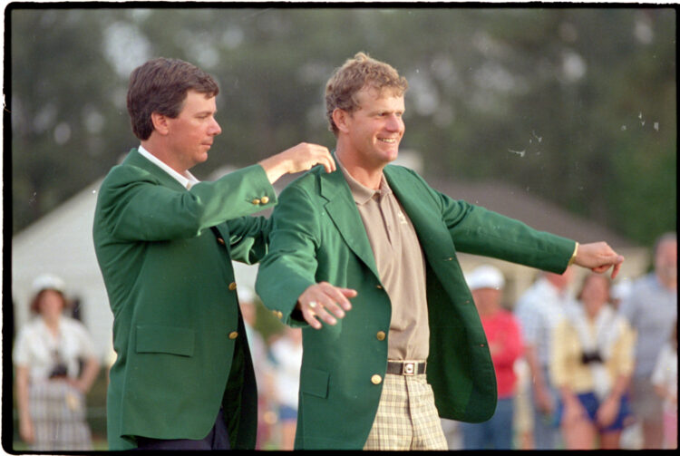 Sandy Lyle Puts on Green Jacket
