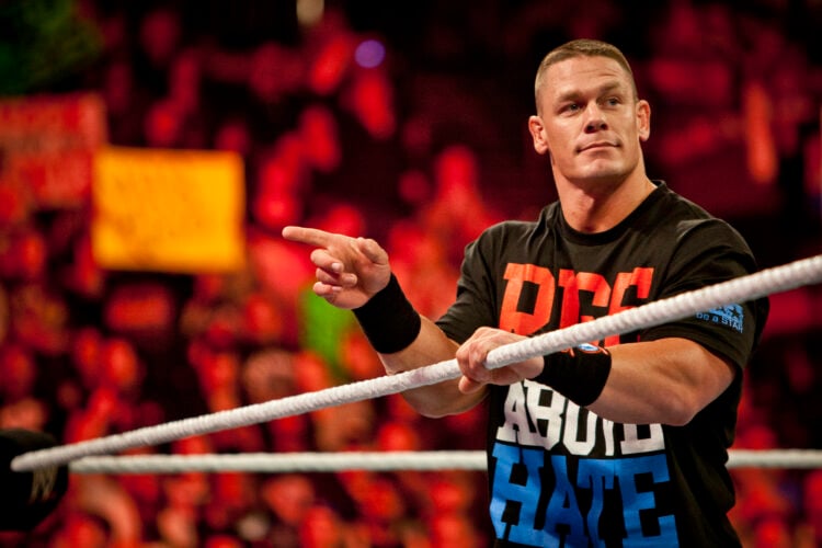John Cena on an episode of WWE Raw at the Rose Garden in Boston in 2012