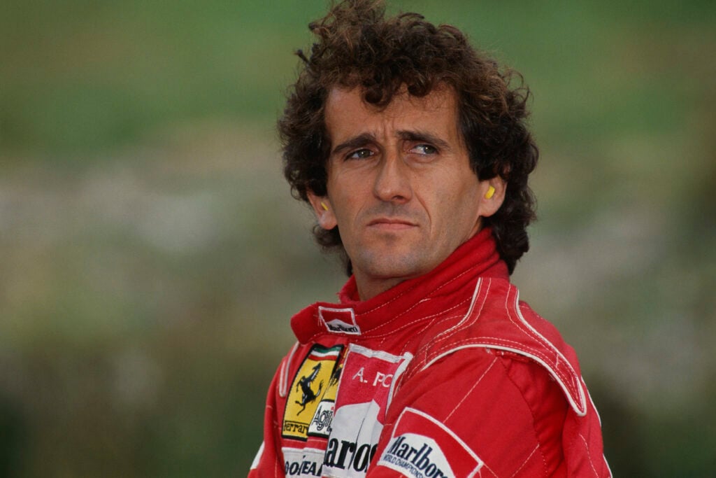 Ferrari driver Alain Prost at the 1991 Belgian Grand Prix