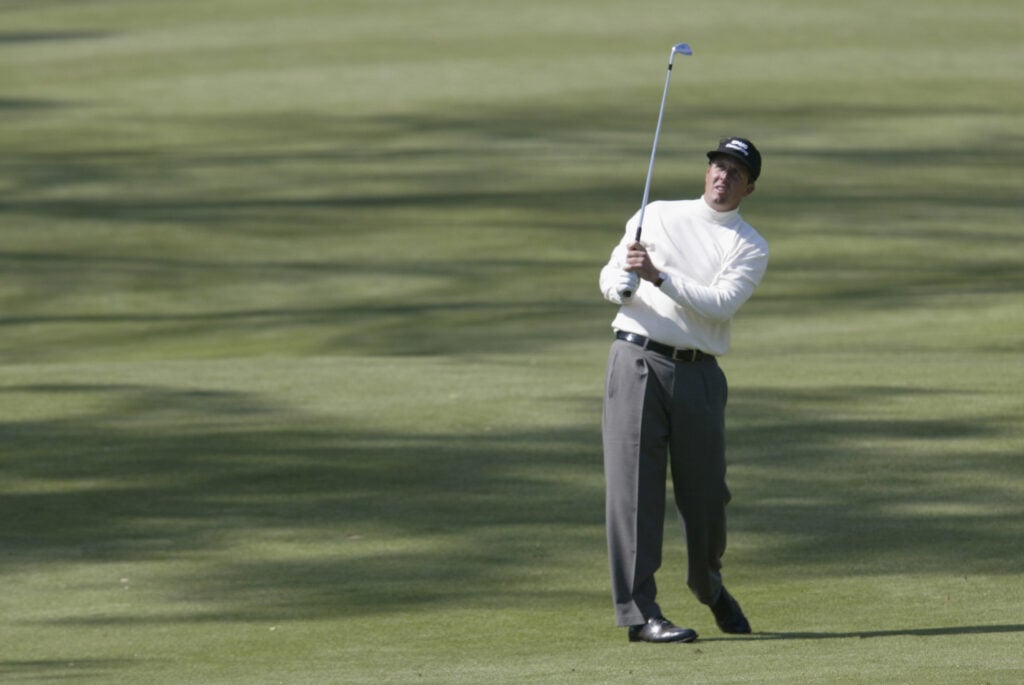 Phil Mickelson hits an approach shot during the 2002 BellSouth Classic