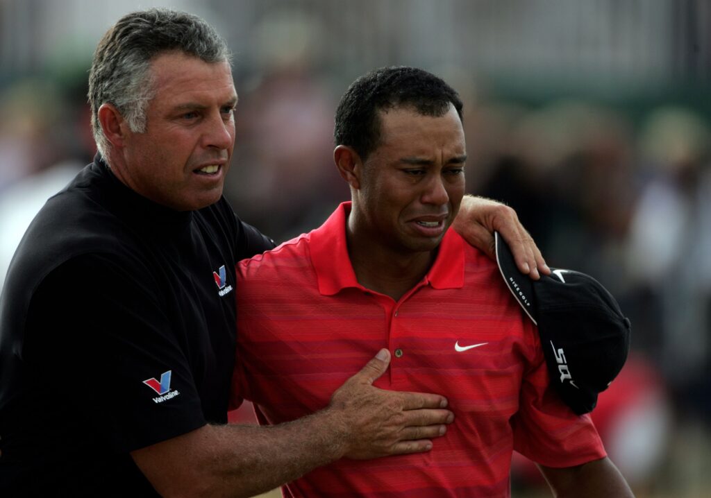 Tiger Woods visibly emotional after winning the 135th Open Championship - Final Round