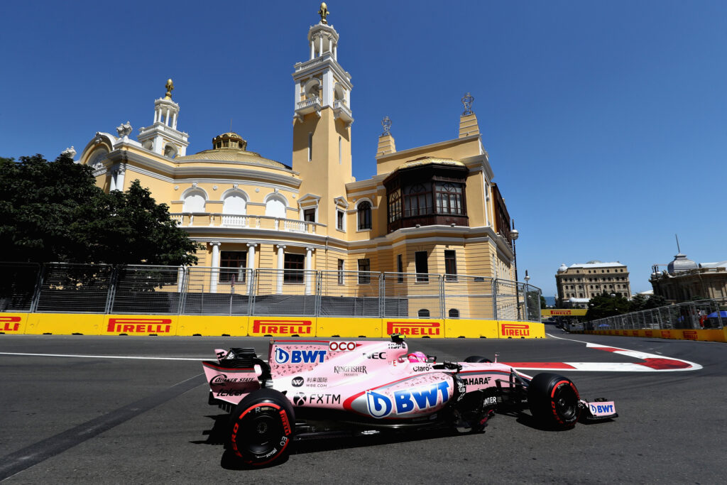 Force India driver Esteban Ocon on track during qualifying for the 2017 F1 Azerbaijan Grand Prix in Baku