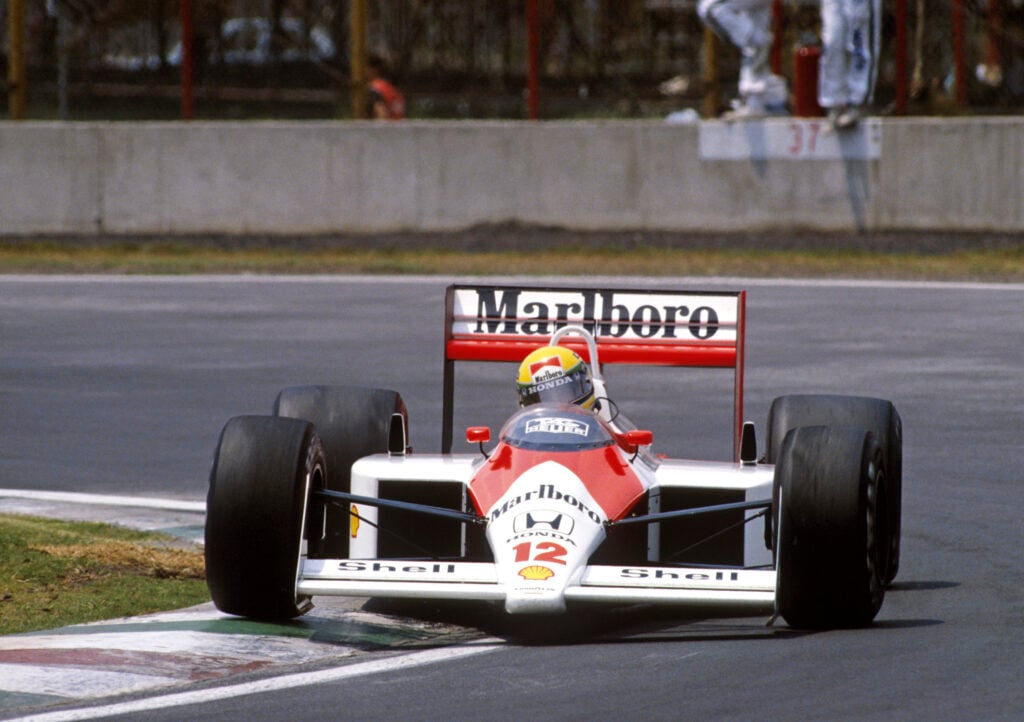 Ayrton Senna driving a McLaren MP4/4 at the Italian Grand Prix
