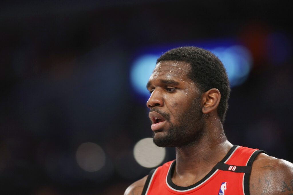 Greg Oden of the Portland Trail Blazers looks on against the Los Angeles Lakers on January 4, 2009 at Staples Center