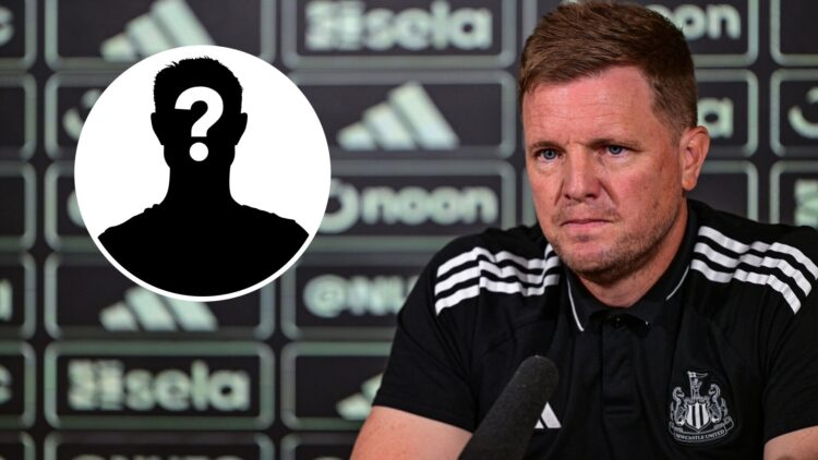 Eddie Howe looks on during a Newcastle press conference