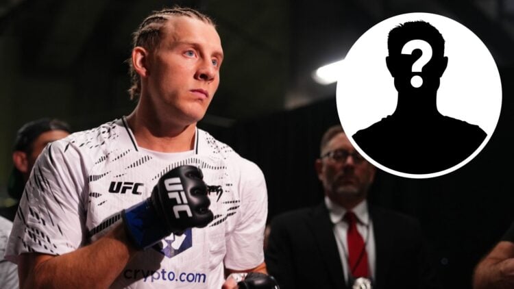 Paddy Pimblett makes the walk at UFC 314 for his fight with Michael Chandler, inset mystery icon