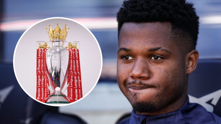Ansu Fati (right) and Premier League trophy (left)