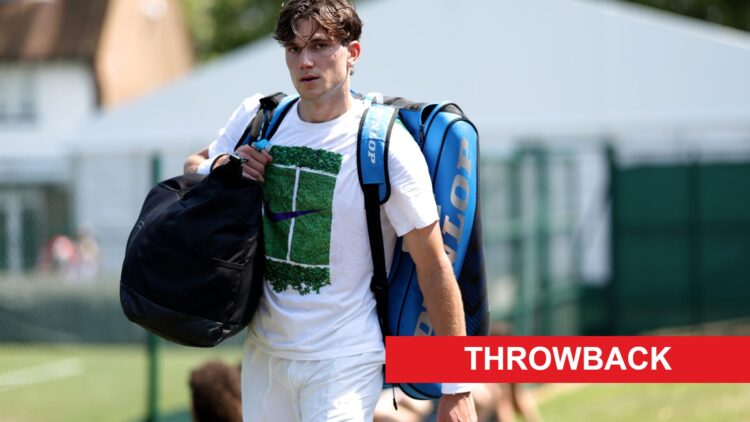 Jack Draper practicing at Wimbledon in 2024