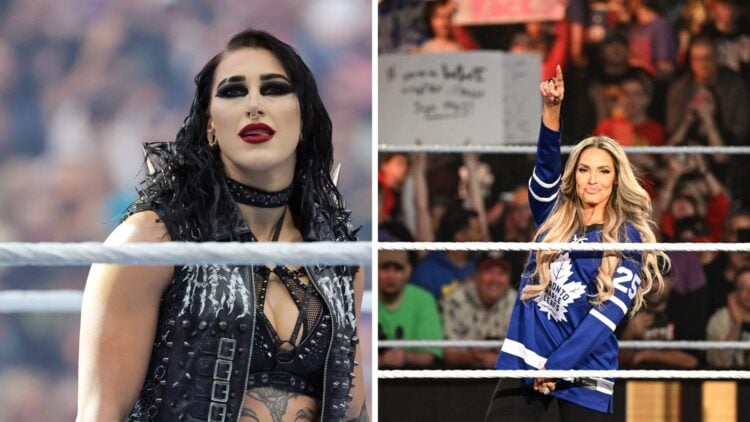Rhea Ripley at WrestleMania 41 and Trish Stratus on WWE SmackDown