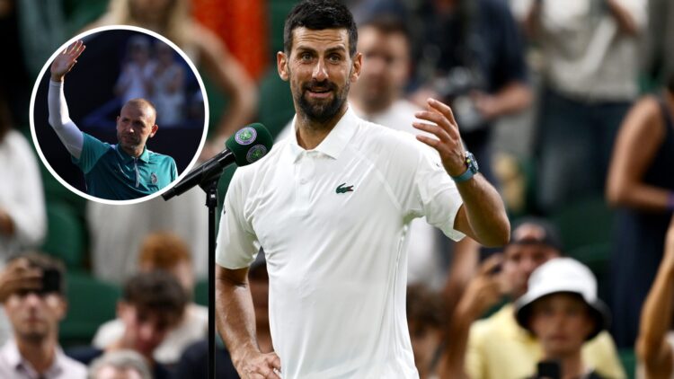 Novak Djokovic speaking after his first-round victory at Wimbledon 2025