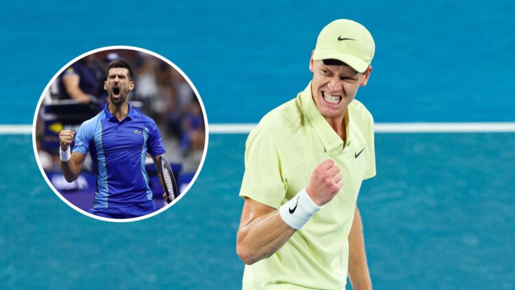Jannik Sinner at the 2025 Australian Open and Novak Djokovic at the 2024 US Open