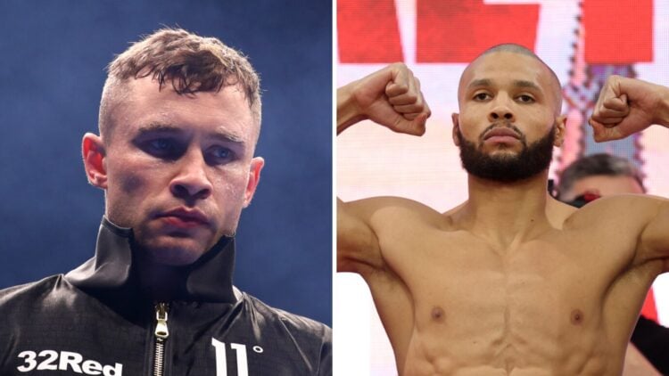 Carl Frampton (left) in the ring ahead of Jamel Herring clash, Chris Eubank Jr (right) weighs-in ahead of Conor Benn fight.