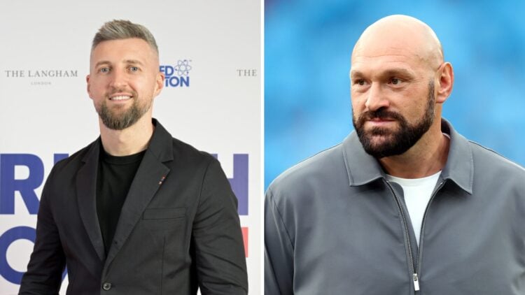 Carl Froch (left) attends the British Boxing Awards 2025, Tyson Fury (right) attends Soccer Aid 2025