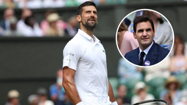 Novak Djokovic celebrating his Wimbledon win against Flavio Cobolli