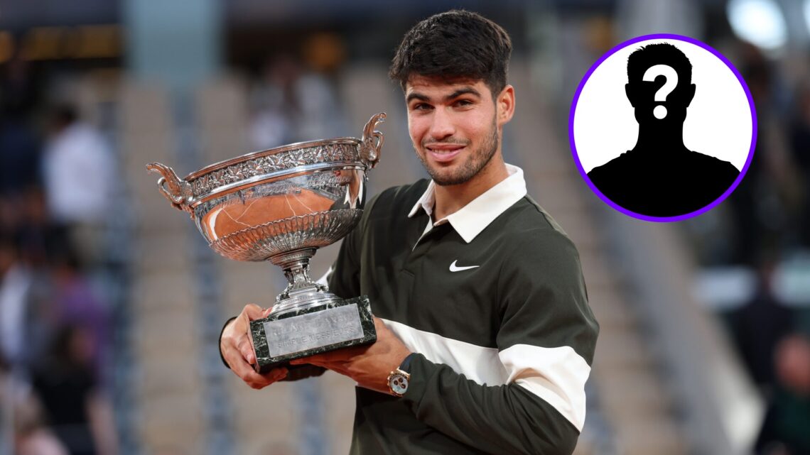 2025 Roland Garros champion Carlos Alcaraz lifting the trophy