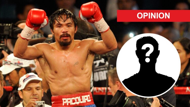 Manny Pacquiao (left) celebrates after beating Juan Manuel Marquez