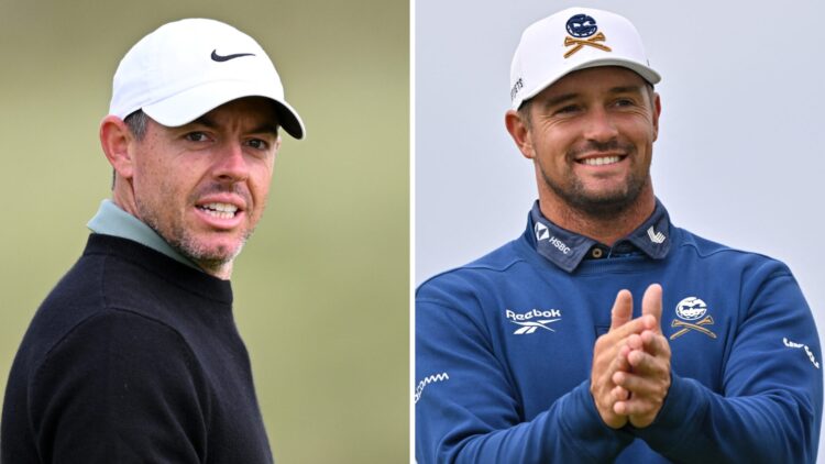 Rory McIlroy (left) and Bryson DeChambeau (right) in practice rounds before The Open Championship 2025