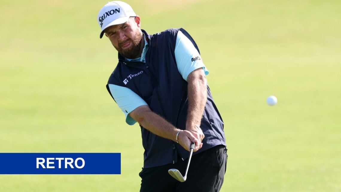 Shane Lowry plays a shot during a practice round for The Open Championship