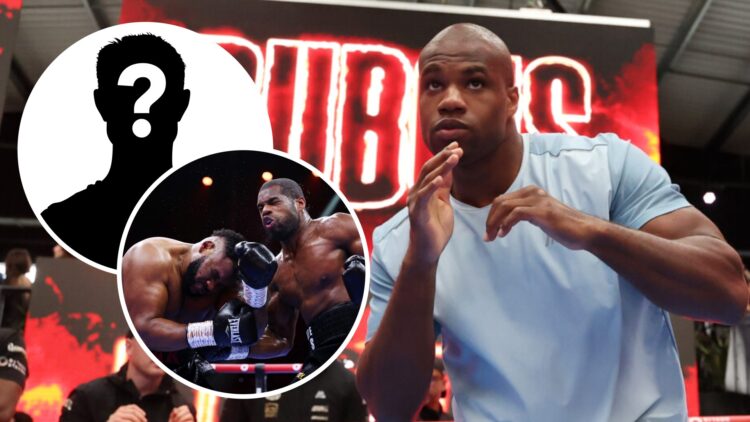 Daniel Dubois (right) trains at Undisputed open workout, Daniel Dubois (left) punches Jarrell Miller