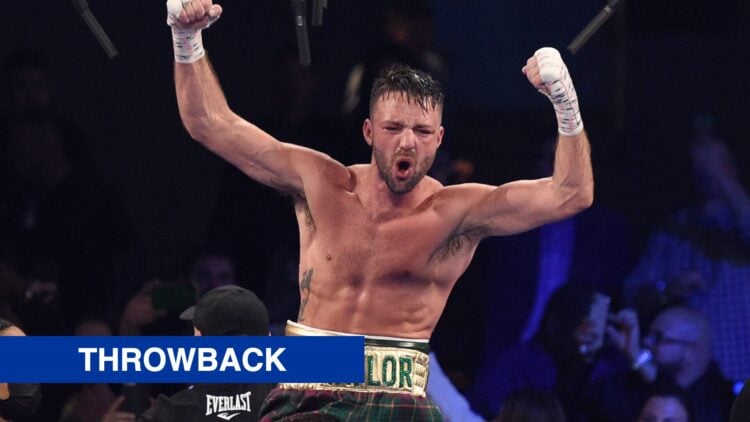 Josh Taylor celebrates after his win by unanimous decision against Jose Ramirez