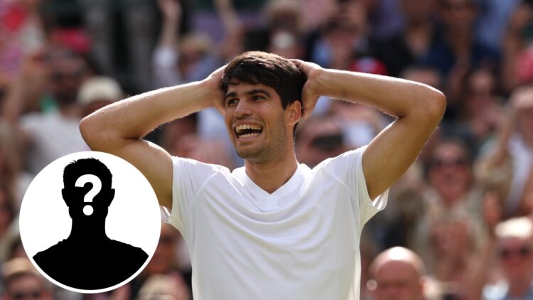 Carlos Alcaraz playing at Wimbledon 2025