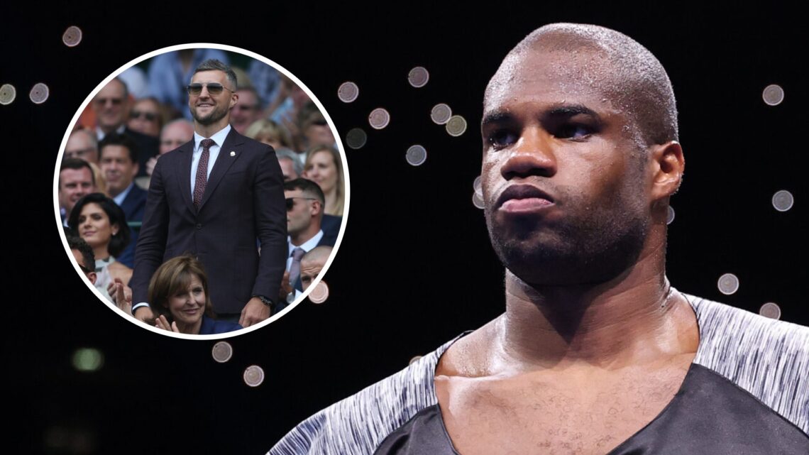Carl Froch (left) introduced at Centre Court, Daniel Dubois (right) enters the ring following his ring-walk