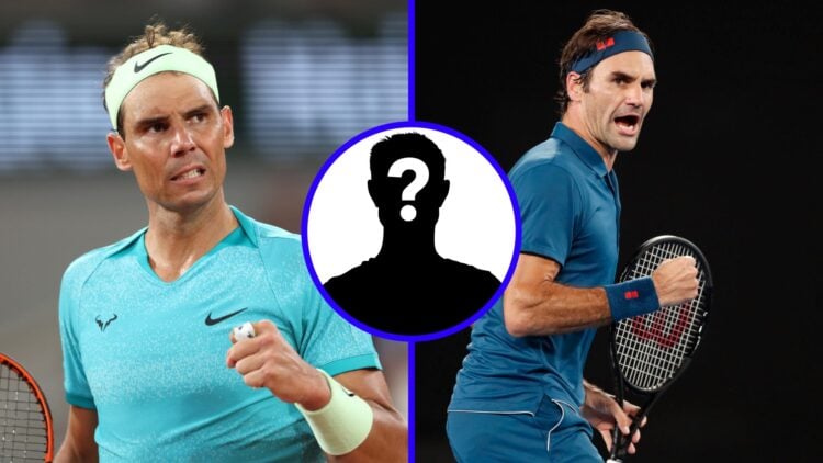 Rafael Nadal and Roger Federer in action on the tennis court
