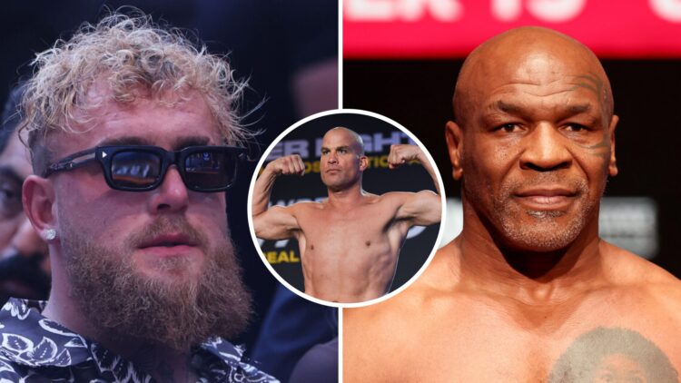 Jake Paul (left) attends Usyk vs Dubois 2, Tito Ortiz (middle) flexes at weigh-in for boxing match, Mike Tyson (right) weighs-in for Jake Paul fight