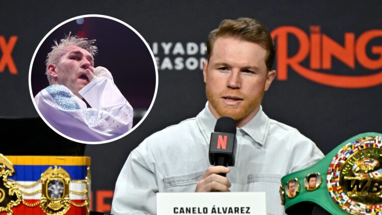 Liam Smith (left) reacts after defeat to Aaron McKenna, Canelo Alvarez (right) speaks at Terence Crawford press conference