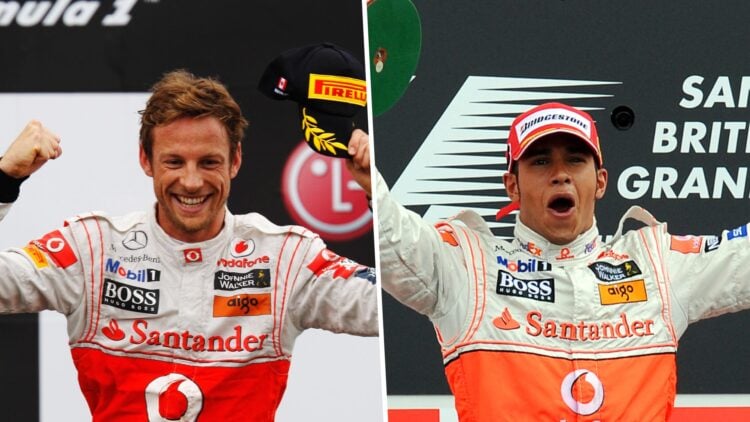 Jenson Button (left) and Lewis Hamilton (right) of McLaren