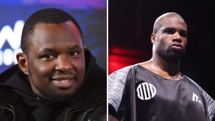 Dillian Whyte (left) looks on during the Queensberry Show Announcement Press Conference, Daniel Dubois (right) enters ring for Oleksandr Usyk fight