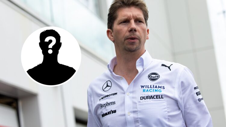 Williams Team Principal James Vowles (right) and a mystery person (left)