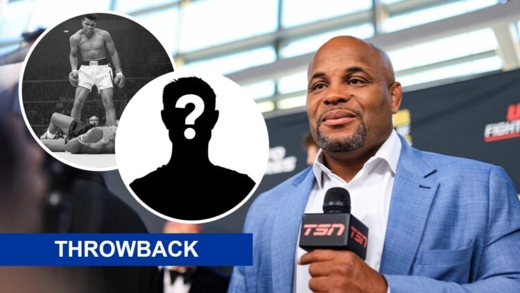 Daniel Cormier (right) walks the red carpet prior to the UFC Hall of Fame, Muhammad Ali (left) stands over foe
