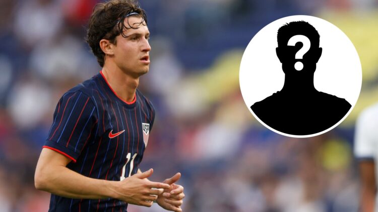 Brenden Aaronson in action during United States v Switzerland