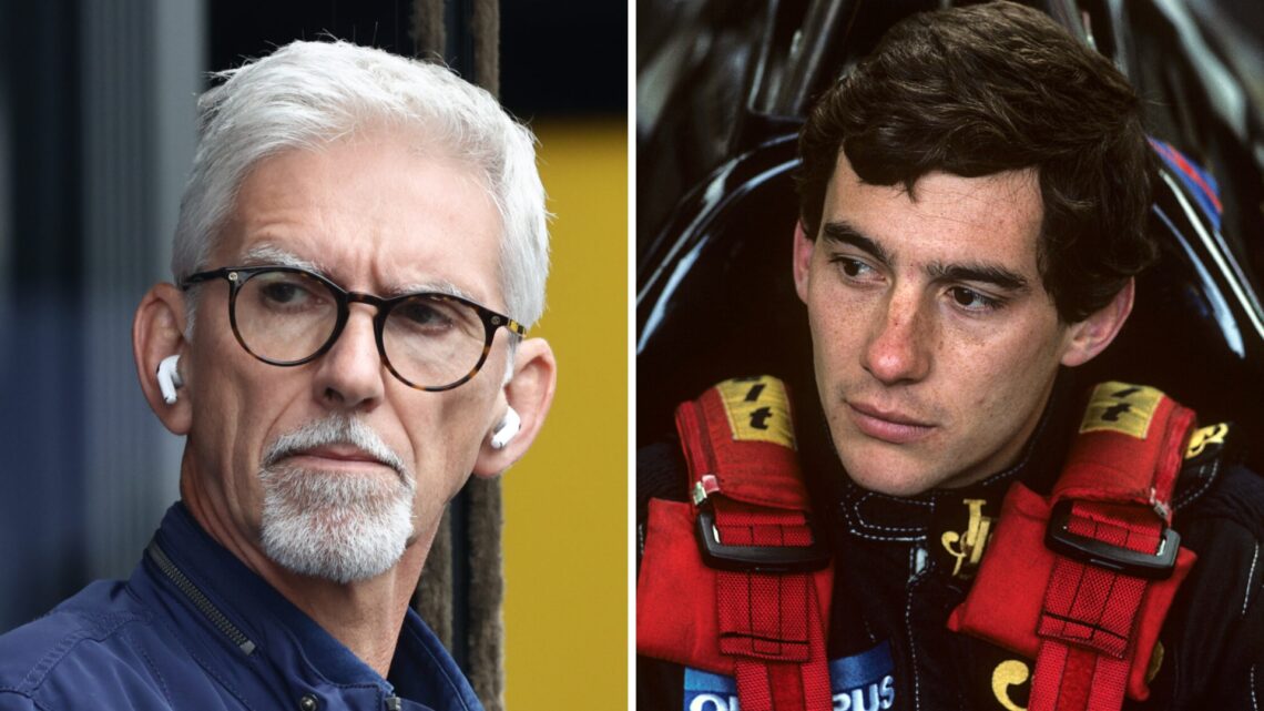 Damon Hill (left) in the paddock, and Ayrton Senna (right) in his McLaren
