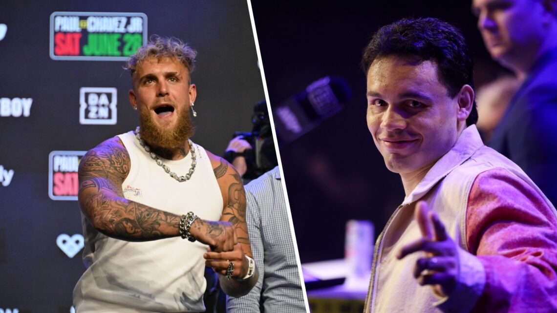 Jake Paul creates a scene during his pre-fight press conference, Julio Cesar Chavez poses for a photo at the pre-fight press conference