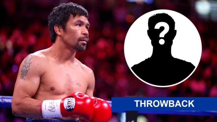 Manny Pacquiao (left) in the ring for Yordenis Ugas fight