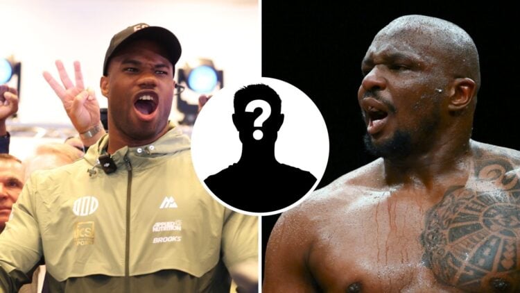 Daniel Dubois (left) screams following Oleksandr Usyk face off, Dillian Whyte (right) reacts in the ring following fight