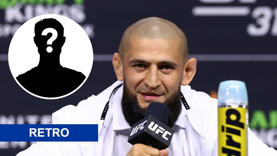 Khamzat Chimaev (right) speaks at UFC 319 press conference