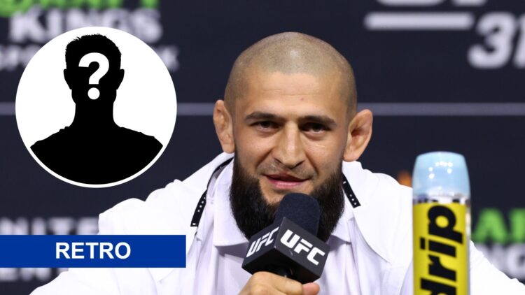 Khamzat Chimaev (right) speaks at UFC 319 press conference