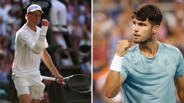 Jannik Sinner at Wimbledon 2025 and Carlos Alcaraz at the Cincinnati Open 2025