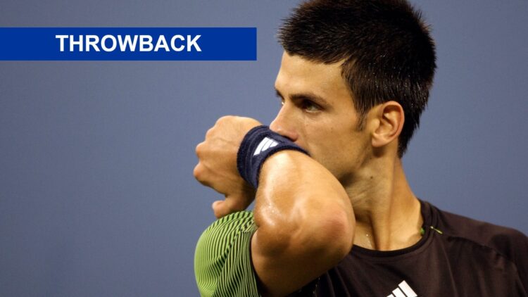 Novak Djokovic during his 2008 US Open clash with Andy Roddick