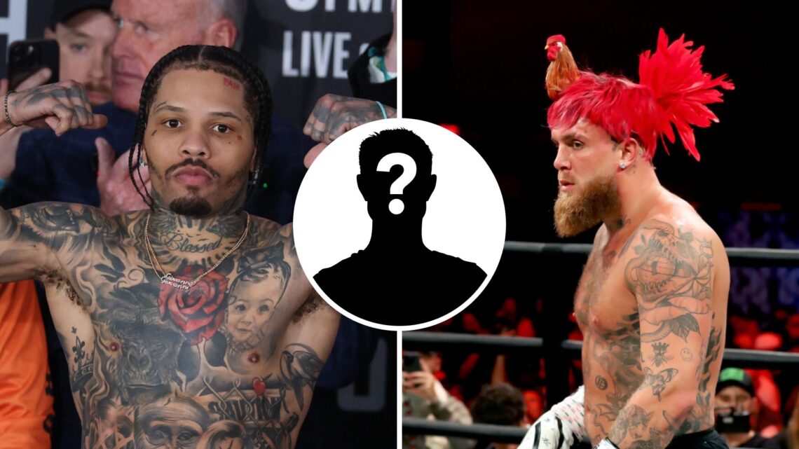 Gervonta Davis (left) steps on the scale and poses at the weigh in, Jake Paul (right) enters the ring ahead of fight